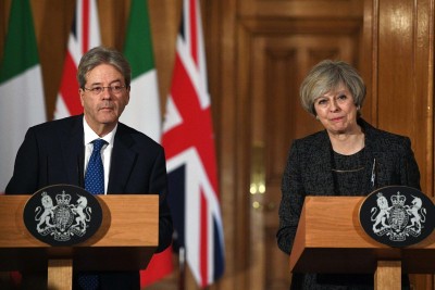 Conferenza stampa di Paolo Gentiloni e Theresa May a Londra