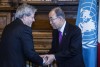 El ministro de Relaciones Exteriores de Italia, Paolo Gentiloni, y el secretario general de la ONU, Ban Ki-moon. 